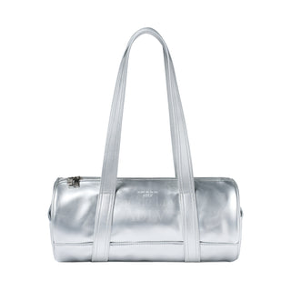 ENAMEL DUFFEL SHOULDER BAG SILVER