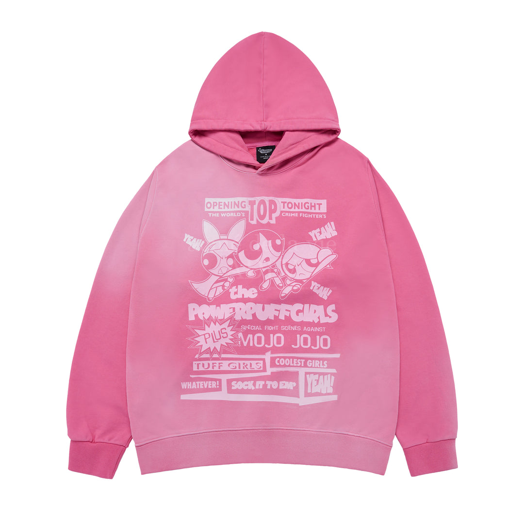 The Powerpuff Girls x acmedelavie magazine spray washing hoodie PINK