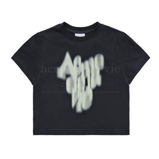 BLUR LOGO CROP SHORT SLEEVE T-SHIRT BLACK