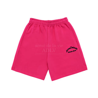 SCRIPT EMBOSSING CHAIN NEEDLEWORK SHORT PANTS PINK