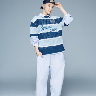 STRIPE SET-UP LOOSE FIT PANTS BLUE