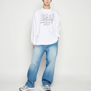 FULL BANDING WASHING DENIM PANTS BLUE