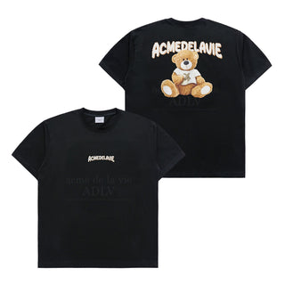 RABBIT T-SHIRT BEAR SHORT SLEEVE T-SHIRT BLACK